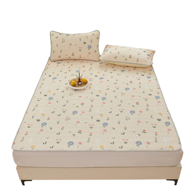 寢室安居 冰絲涼感乳膠涼蓆墊, 春野調, 涼墊 + 枕套 2個