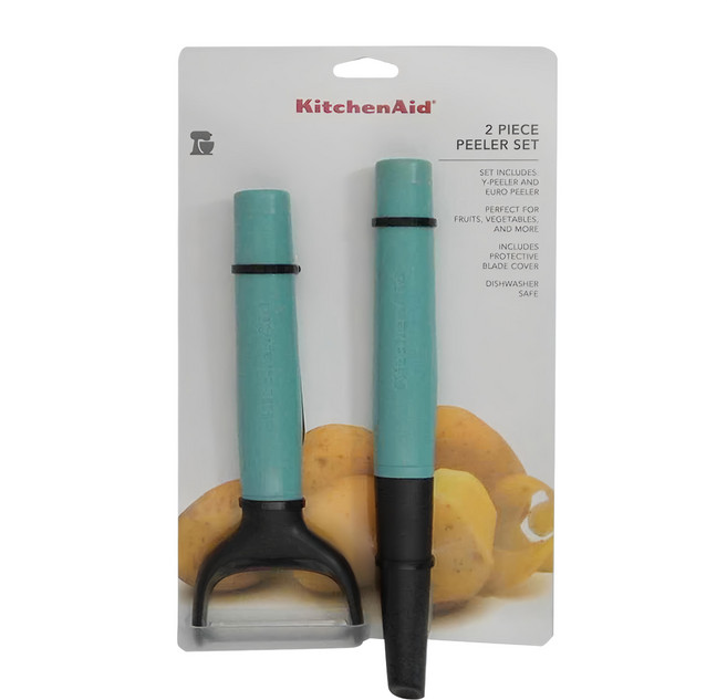 KitchenAid 削皮刀組 經典系列 2件組 含Y型與歐式, 湖水藍, 1組