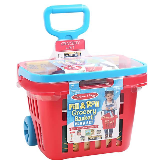 Melissa&Doug 瑪莉莎 玩食趣 超市購物玩具籃, 1組, 紅色