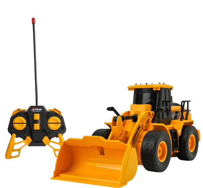 ZMX 智美鑫 1:24五通道遙控工程車 + USB3.7V 充電電池 + 遙控器, 推土機 黃色 + 黑色, 1盒