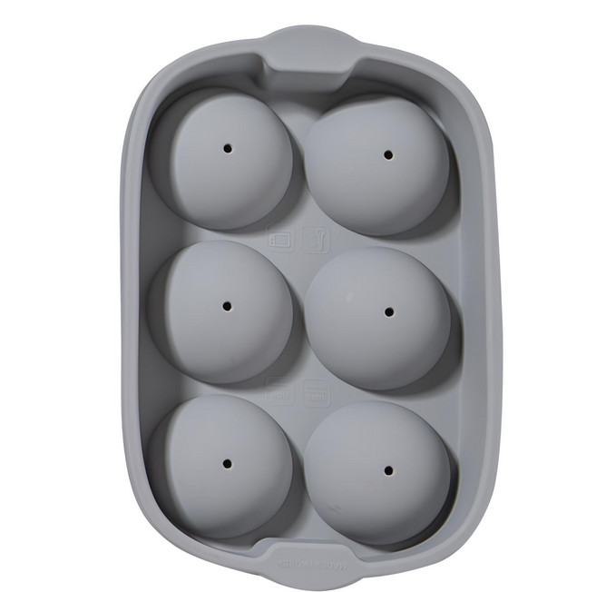 Kitchen Factory 6格矽膠圓球製冰盒, 灰色, 1個