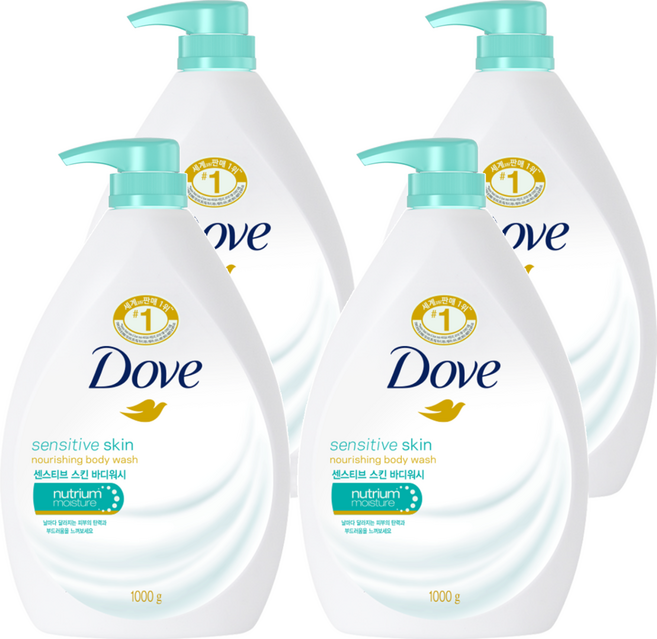 Dove 多芬 溫和滋養柔膚沐浴露, 1kg, 4瓶