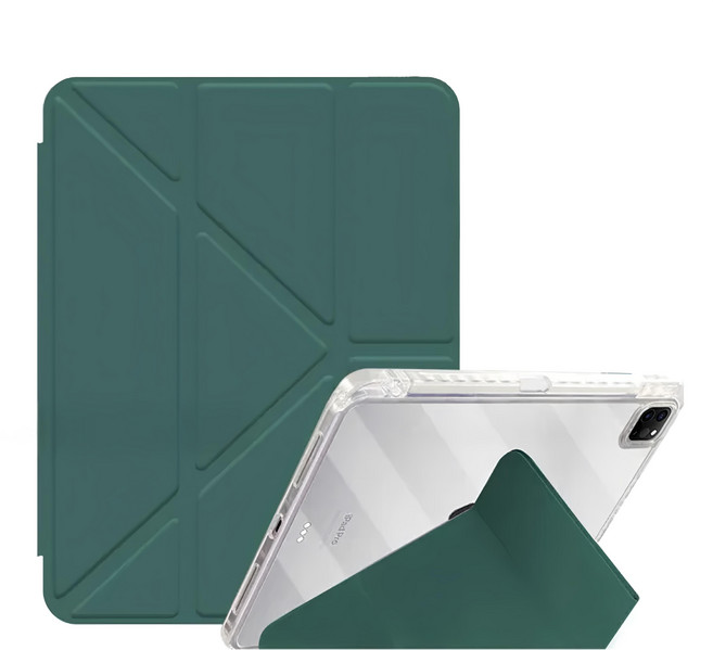 vXTRA 飛創 Y折立架平板保護套 合成皮+TPU+壓克力背板 多種觀看角度, 暮光綠, 1個