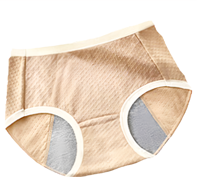 5A石墨烯抗菌加寬加大防漏生理內褲, 淺咖色