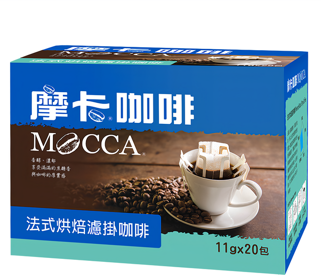 MOCCA 摩卡 法式烘焙濾掛咖啡, 11g, 20包, 1盒