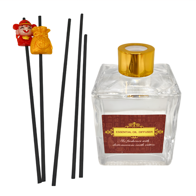 QIDINA 奇蒂可 喜氣拜年珪藻土擴香精油瓶, 純棉麝香, 1瓶, 200ml