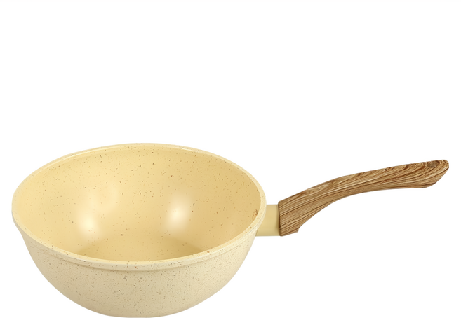 LMG 日式不沾炒鍋 香草系列 無蓋, 1個, 米色, 20cm