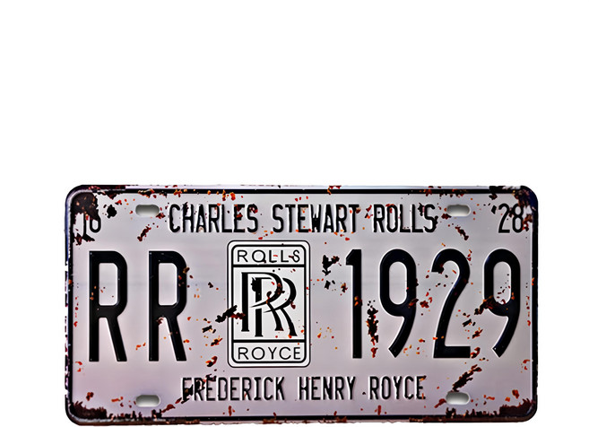 OPUS LOFT 純真年代 仿舊鐵皮車牌壁貼 馬口鐵材質, 勞斯萊斯