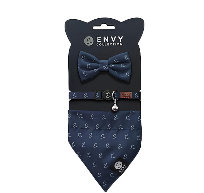 ENVY COLLECTION 貓頸圈三件組, 藍墨灰logo, 1組