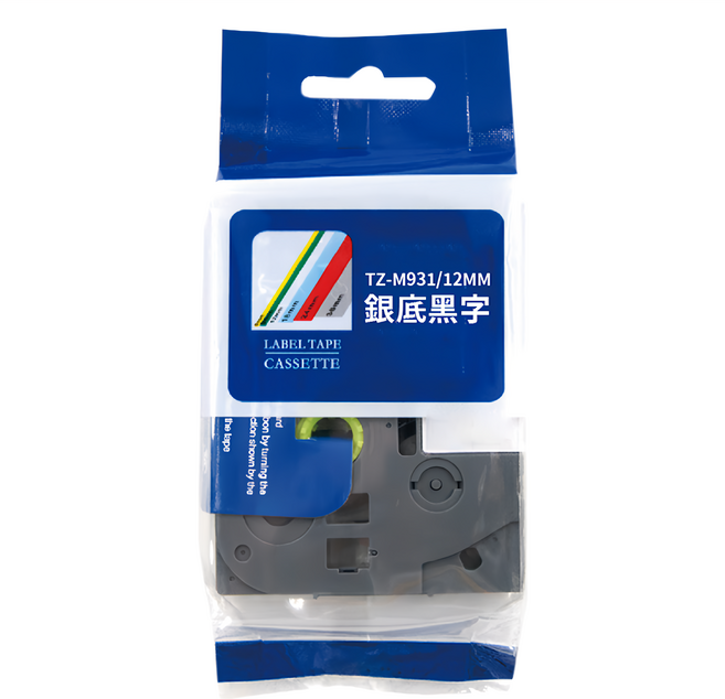 NEXTPAGE 台灣榮工 護貝標籤帶 BROTHER相容 TZ-M931 12mm, 銀底黑字, 8m