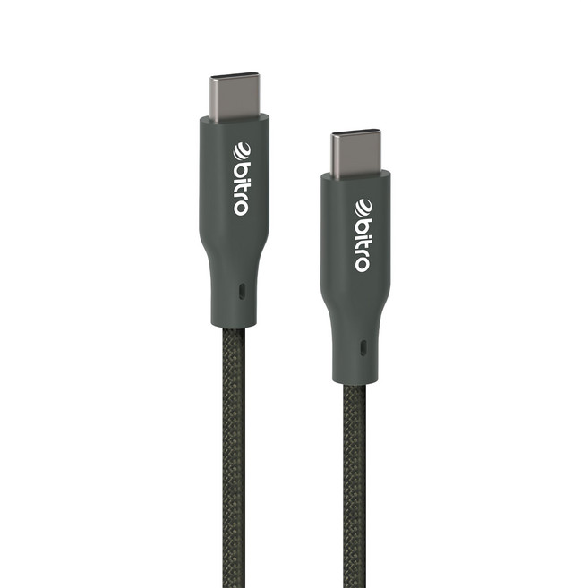 bitro USB-C-USB-C 柔韌編織傳輸快充線, 2m, 松煙灰, 1條