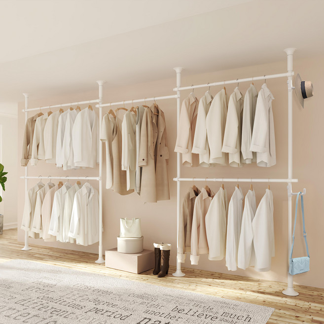 Liwoo 耐重衣架 五層 多功能掛架 套組, 白色