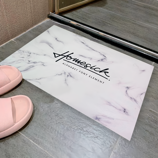 咪咪購物 矽藻土軟地墊 加厚款 方形, 白色大理石, 2片