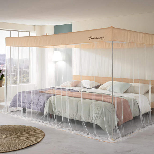 ALTTEURI Signature 方形蚊帳 + 不鏽鋼支架組, 珊瑚桃