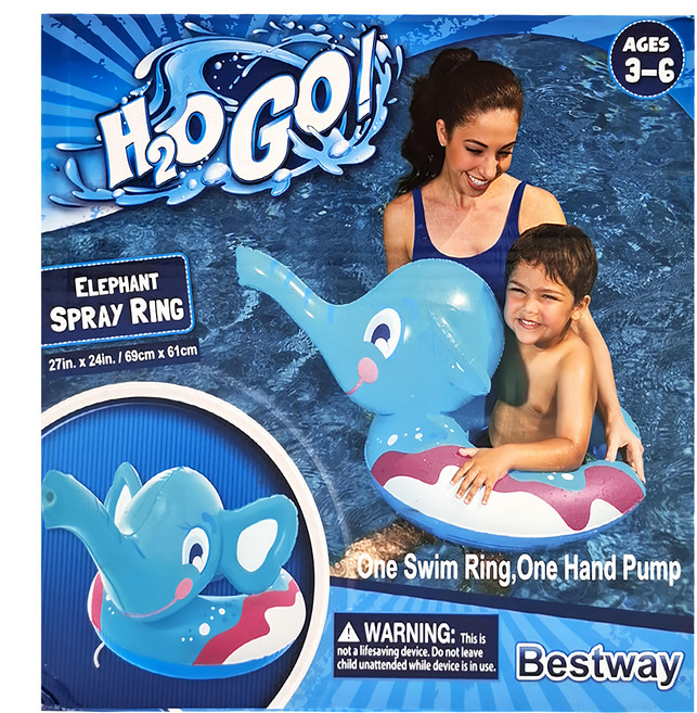 Bestway 加厚兒童造型泳圈 大象噴水圈 適用年齡3-6歲, 顏色隨機, 1個
