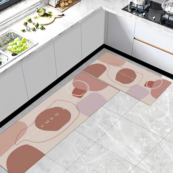 LZQ 矽藻土廚房吸水防油腳踏墊2件組, 莫蘭迪C款, 1組