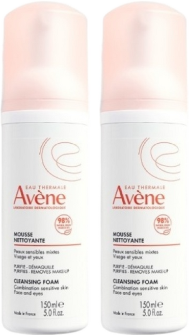 Avene 雅漾 活泉綿密潔顏慕斯 150ml 適合敏感混合性皮膚, 2瓶