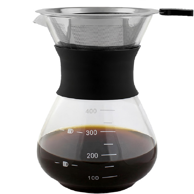 FUJI-GRACE 富士雅麗 玻璃分享壺 300g + 不鏽鋼濾網 40g, 400ml, 1組