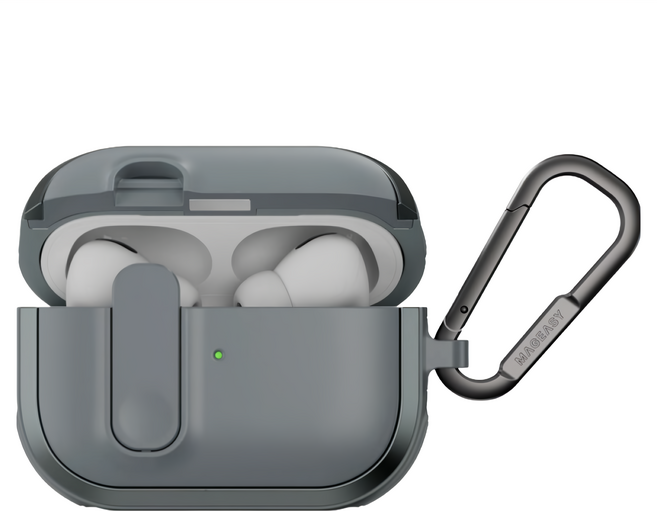 MAGEASY Odyssey 抗衝擊磁扣耳機殼 附金屬扣環, Airpods 4, 金屬灰藍, 1個
