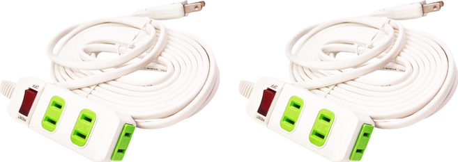 PRACTICAL 實用牌 1開3插 2P延長線 1650W 白色, 6.3m, 白色 + 綠色, 2條
