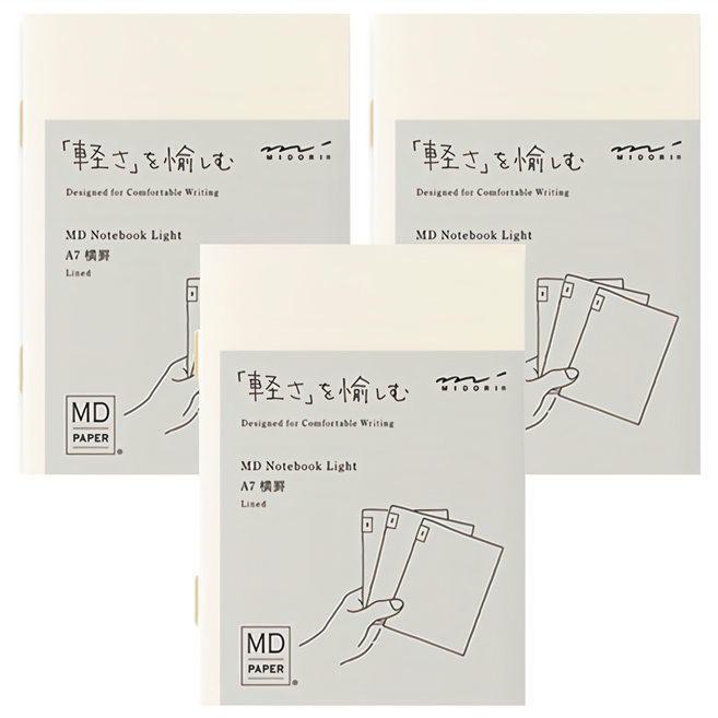 日本 MIDORI MD Notebook輕量版 15282 A7, 橫線, 3本