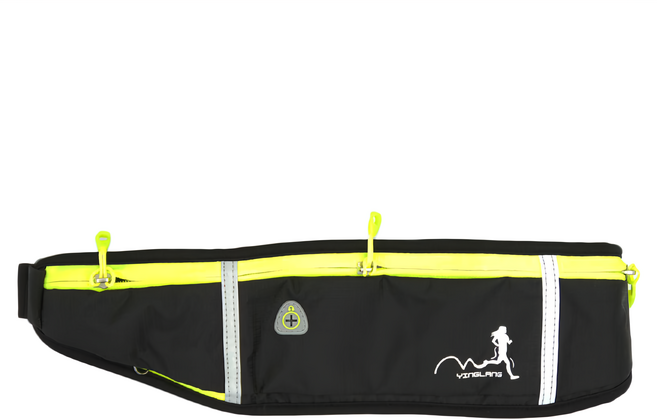 GoPeaks 多功能戶外跑步健走夜光運動腰包/耳機孔手機腰包 黑色, 1個