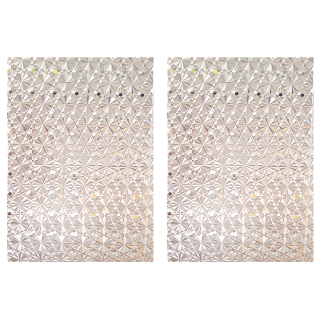 Mega 3D 炫彩半透明靜電玻璃貼膜 2卷, 鑽石紋 銀色