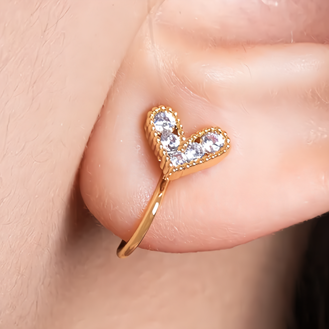 MARIGOLD 美爾朵 夢幻心響點點愛心鑲鑽耳夾 KMD291 8mm