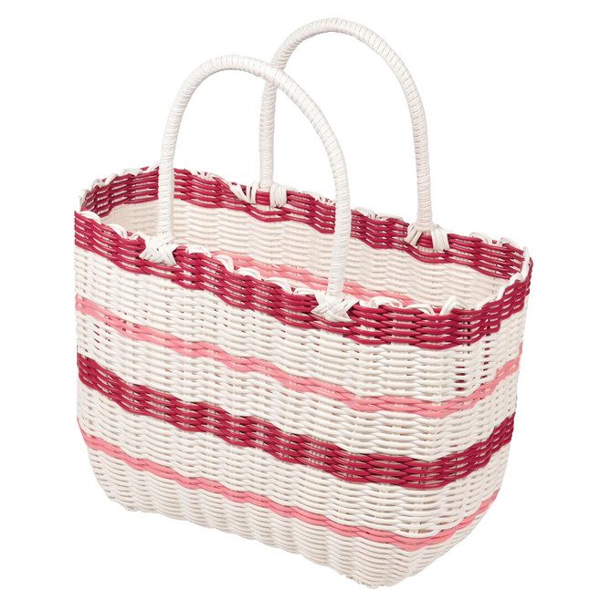 PEARL LIFE 珍珠金屬 野餐 編織手提包, 紅色, 1層, 1個