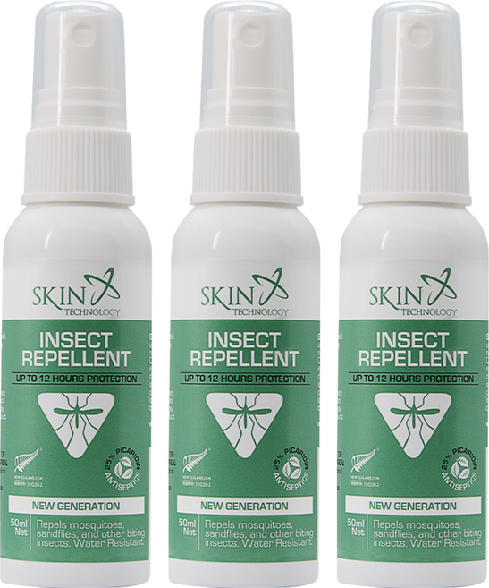 紐西蘭 SKIN TECHNOLOGY 25%派卡瑞丁 瑞斌12H長效防蚊液, 3瓶