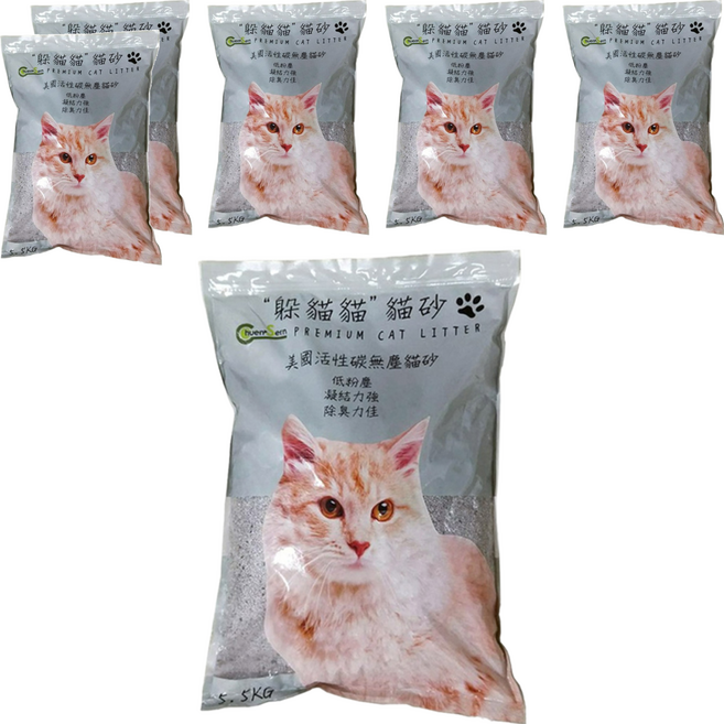 躲貓貓 美國活性碳無塵貓砂, 5.5kg, 6袋, 無添加香料