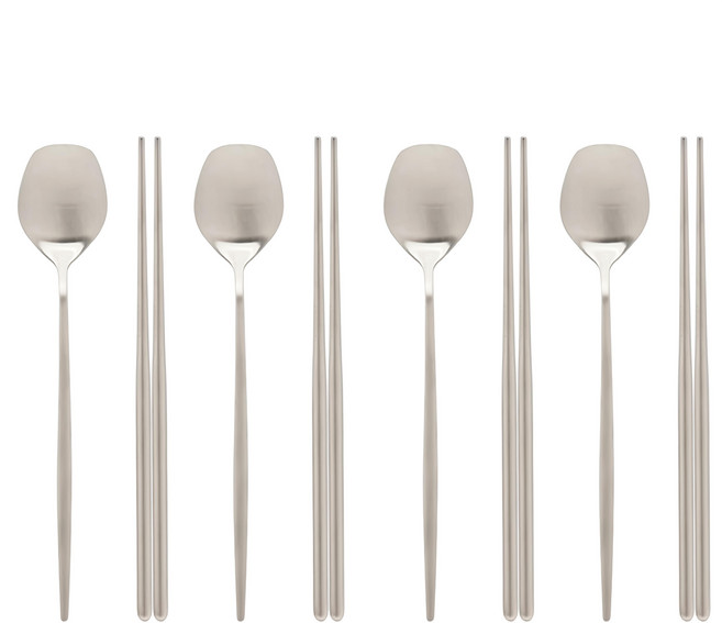 TABLE Art. Stella 霧面緞光湯匙筷子組, 1組, 湯匙 + 筷子, 銀色