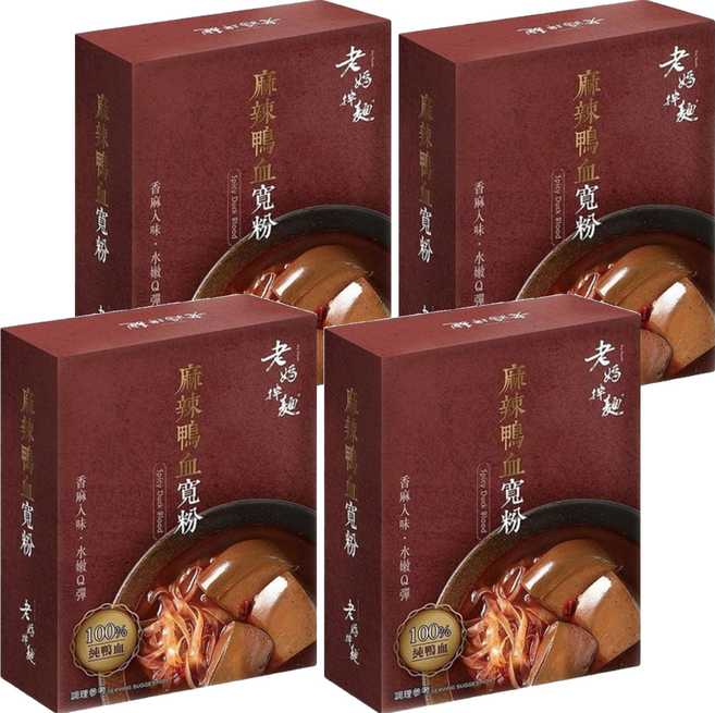 老媽拌麵 麻辣鴨血寬粉, 540g, 4盒