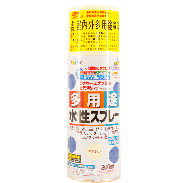 ASAHIPEN 水性室內外多用途噴漆, 象牙, 300ml, 1罐