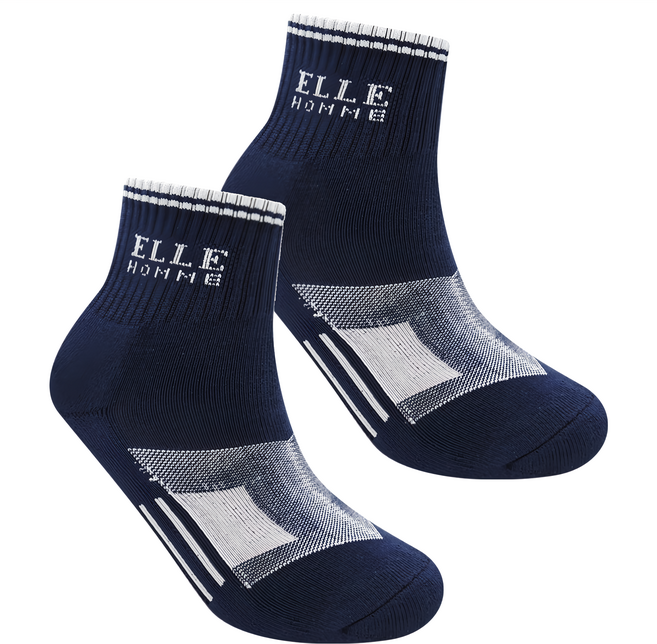 ELLE HOMME 法式厚底透氣運動襪, 藍色, 1雙