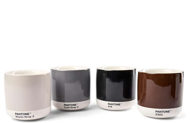 PANTONE 彩通 陶瓷拿鐵杯4件組 220ml 1組 送禮 暖灰色 + 冷灰色 + 棕色 + 黑色