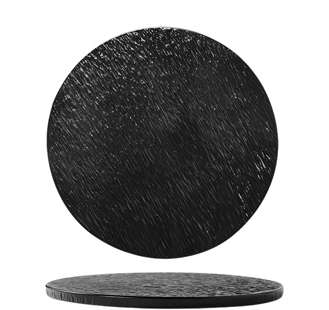 WANDU 瓦讀 石紋平板展示圓盤 簡約時尚 提升餐桌品味, 黑色, 1個