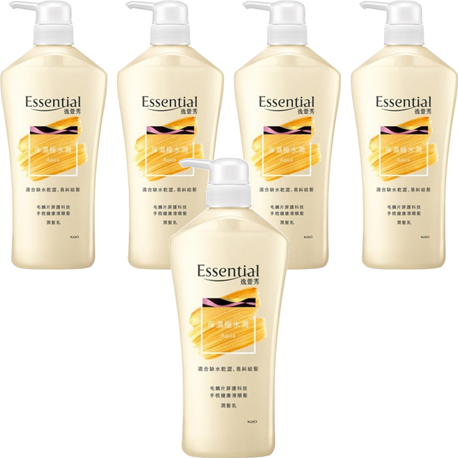 Essential 逸萱秀 保濕極水潤潤髮乳 適合缺水乾澀、易糾結髮, 700ml, 5瓶
