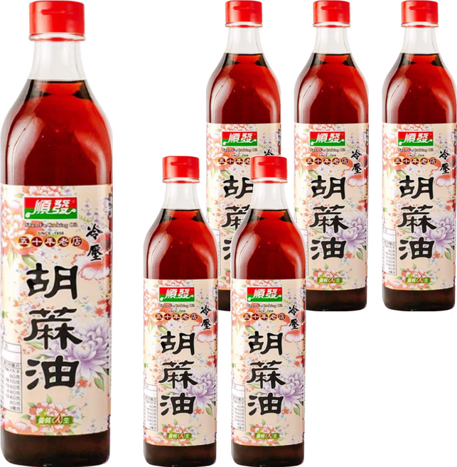 順發油品 冷壓胡麻油, 520ml, 6瓶