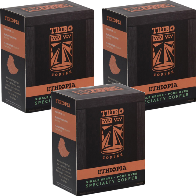 TRIBO COFFEE 濾掛式咖啡 衣索比亞 西達摩 淺焙, 11g, 5包, 3盒