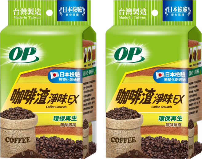 OP 咖啡渣淨味海綿菜瓜布, 4入, 2包