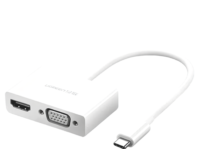 UGREEN 綠聯 Type-C轉HDMI + VGA + PD轉換器 58 x 38cm 白色, CM177, 1個