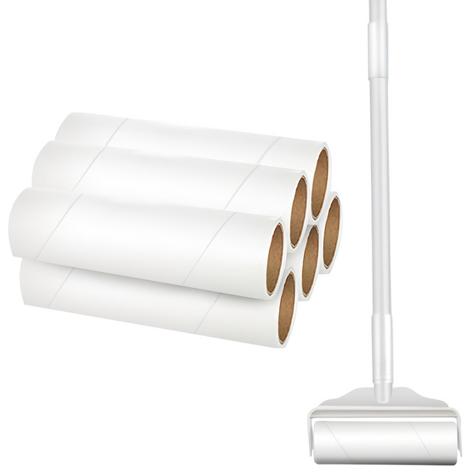 Saenghwalgongsik 斜切強力黏毛滾筒 三段式長柄主體 + 6入補充包 + 收納盒套組, 1組