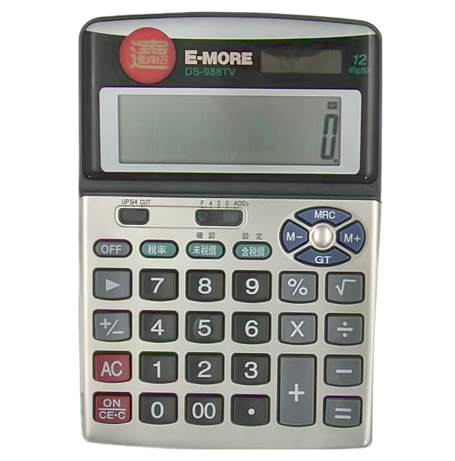 E-MORE 計算機 DS-988TV 太陽能電池 AG-13鈕扣型電池, 黑色 + 銀色, 1個