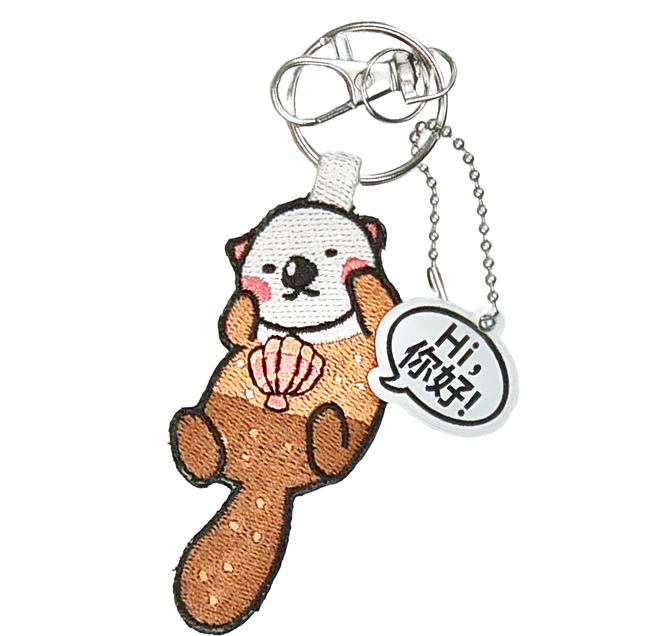 Hi 你好 刺繡鑰匙圈, 海獺 多色, 1件