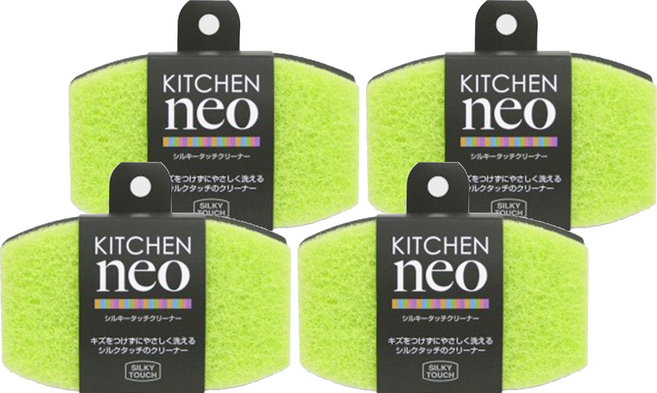TOWA 東和產業 neo 清潔海綿 綠色, 4個, 1入