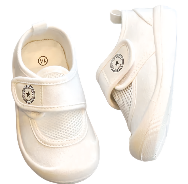 AiLvYang 愛綠羊 小童網面透氣帆布小白鞋