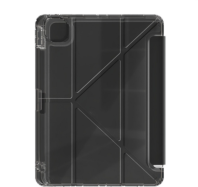 ANTIAN 2024 透明Y折平板蜂窩散熱矽膠保護皮套 帶筆槽智慧休眠喚醒 13吋, 黑色, 1個