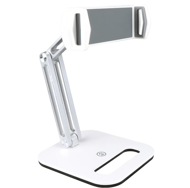 aibo 穩 360度旋轉鋁合金折疊桌面支架 適用於4~13吋手機平板 加重底座不易傾倒, 銀白色, 1個
