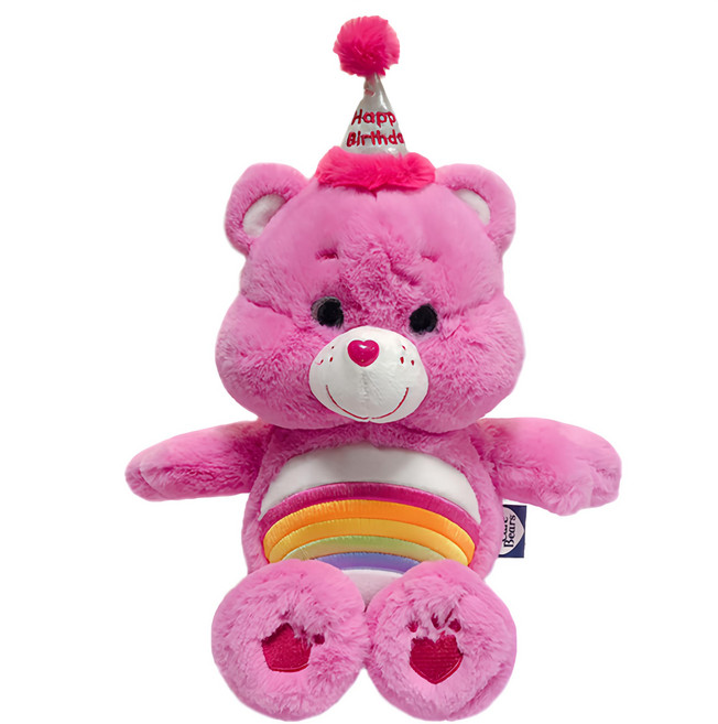 Care Bears 彩虹熊 生日Cheer Bear 玩偶 27cm, 粉色, 1入
